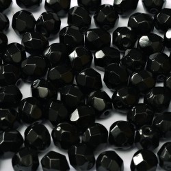 Facetted Fire Polished Round Beads 4 mm JET 100 pcs. Facetted Fire Polished Round Beads 4 mm JET 100 pcs.
