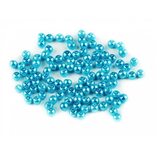 GLASS PEARLS TURQUOISE 4 mm 50 g