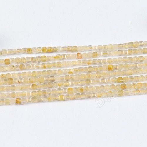 РУТИЛОВ КВАРЦ (венерини коси) ФАСЕТИРАН  КУБ  2,5 mm