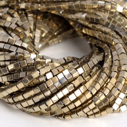 Hematite Cube Light Gold 2 mm