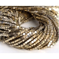 Hematite Cube Light Gold Colour 3 mm