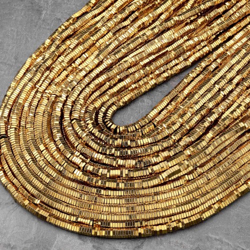 Hematite Mini Hex Gold Colour 1X2 mm
