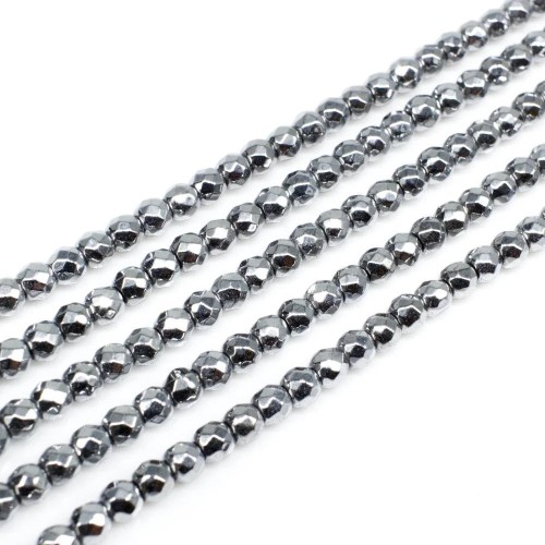 Hematite Faceted Silver Colour 6mm