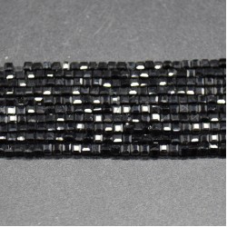 Tourmaline Black Faceted Cube Beads 2 mm