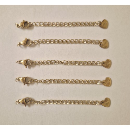 Set stainless steel chain, clasp, logo, spring rings Gold Colour