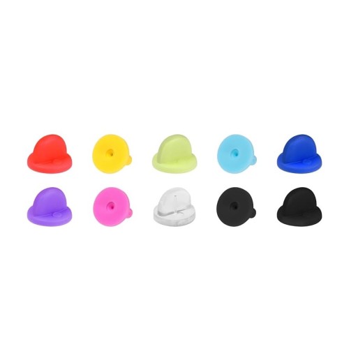 BADGE PIN Set Silver Colour w. Black Silicone Back