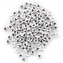 BLACK LETTER - A ON WHITE 6mm CUBE 10 pcs. pack BLACK LETTER - A ON WHITE 6mm CUBE 10 pcs. pack