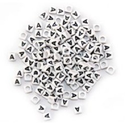 BLACK LETTER - A ON WHITE 6mm CUBE 10 pcs. pack BLACK LETTER - A ON WHITE 6mm CUBE 10 pcs. pack