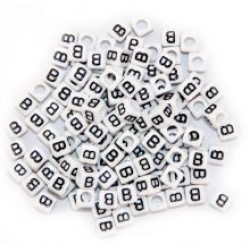 БУКВА B - ЧЕРНА НА БЯЛ 6 мм КУБ 10 бр.