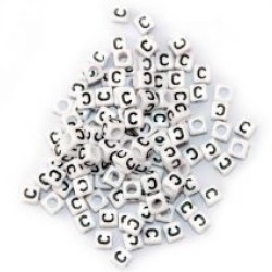 BLACK LETTER - C ON WHITE 6mm CUBE 10 pcs. pack BLACK LETTER - C ON WHITE 6mm CUBE 10 pcs. pack