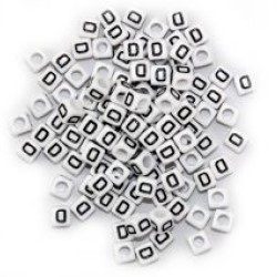 BLACK LETTER - D ON WHITE 6mm CUBE 10 pcs. pack BLACK LETTER - D ON WHITE 6mm CUBE 10 pcs. pack