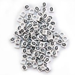 BLACK LETTER - G ON WHITE 6mm CUBE 10 pcs. pack BLACK LETTER - G ON WHITE 6mm CUBE 10 pcs. pack
