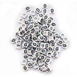 БУКВА G - ЧЕРНА НА БЯЛ 6 мм КУБ 10 бр.