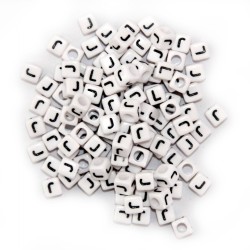 BLACK LETTER - J ON WHITE 6mm CUBE 10 pcs. pack BLACK LETTER - J ON WHITE 6mm CUBE 10 pcs. pack