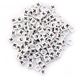 BLACK LETTER - K ON WHITE 6mm CUBE 10 pcs. pack BLACK LETTER - K ON WHITE 6mm CUBE 10 pcs. pack