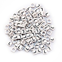 BLACK LETTER - L ON WHITE 6mm CUBE 10 pcs. pack BLACK LETTER - L ON WHITE 6mm CUBE 10 pcs. pack