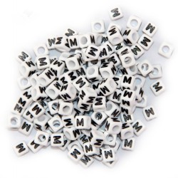 BLACK LETTER - M ON WHITE 6mm CUBE 10 pcs. pack BLACK LETTER - M ON WHITE 6mm CUBE 10 pcs. pack