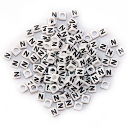 BLACK LETTER - N ON WHITE 6mm CUBE 10 pcs. pack BLACK LETTER - N ON WHITE 6mm CUBE 10 pcs. pack