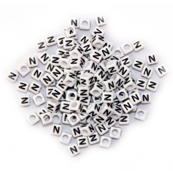 БУКВА N- ЧЕРНА НА БЯЛ 6 мм КУБ 10 бр.