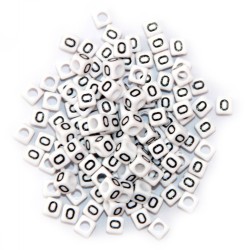 BLACK LETTER - O ON WHITE 6mm CUBE 10 pcs. pack BLACK LETTER - O ON WHITE 6mm CUBE 10 pcs. pack