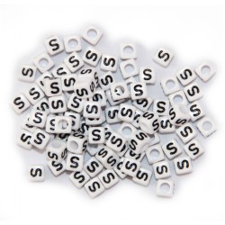 БУКВА S- ЧЕРНА НА БЯЛ 6 мм КУБ 10 бр.