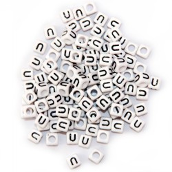 BLACK LETTER - U ON WHITE 6mm CUBE 10 pcs. pack BLACK LETTER - U ON WHITE 6mm CUBE 10 pcs. pack
