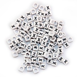 BLACK LETTER - X ON WHITE 6mm CUBE 10 pcs. pack BLACK LETTER - X ON WHITE 6mm CUBE 10 pcs. pack