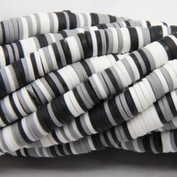 Polymer Clay Washer Heishi ~6 mm Black White and Gray Polymer Clay Washer Heishi ~6 mm Black White and Gray