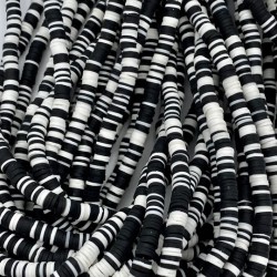 Polymer Clay Washer Heishi ~6 mm Black and White Polymer Clay Washer Heishi ~6 mm Black and White