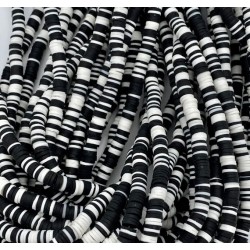 Polymer Clay Washer Heishi ~6 mm Black and White Polymer Clay Washer Heishi ~6 mm Black and White