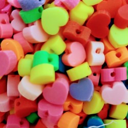 HEART BEADS ONE COLOUR 10 pcs. Random Mix HEART BEADS ONE COLOUR 10 pcs. Random Mix