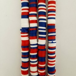 Polymer Clay Washer Heishi ~6 mm Red/White/Blue Mix Polymer Clay Washer Heishi ~6 mm Red/White/Blue Mix