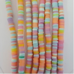 Polymer Clay Washer Heishi ~4mm Mint-Pink Mix Polymer Clay Washer Heishi ~4mm Mint-Pink Mix