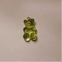 Gummy Bear Pendant Olive Green Gold Eyelet Gummy Bear Pendant Olive Green Gold Eyelet