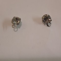 Earring Studs With Crystal 4mm Rhodium Plated Brass Earring Studs With Crystal 4mm Rhodium Plated Brass