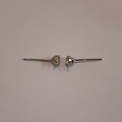 Earring Studs With Crystal 4mm Rhodium Plated Brass Earring Studs With Crystal 4mm Rhodium Plated Brass