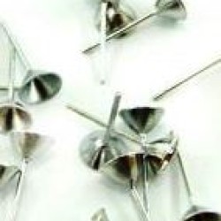 Earring Studs Conic 4mm Rhodium Plated Brass Earring Studs Conic 4mm Rhodium Plated Brass