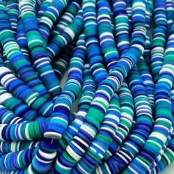 Polymer Clay Washer Heishi ~6 mm Blue MIX Polymer Clay Washer Heishi ~6 mm Blue MIX