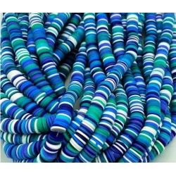Polymer Clay Washer Heishi ~6 mm Blue MIX Polymer Clay Washer Heishi ~6 mm Blue MIX