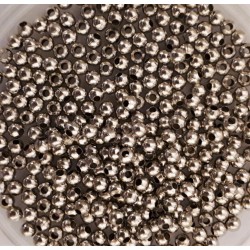 Metal round beads "hollow" 4 mm rhodium plated Metal round beads "hollow" 4 mm rhodium plated