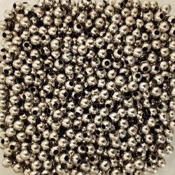 Metal round beads "hollow" 6 mm rhodium plated Metal round beads "hollow" 6 mm rhodium plated