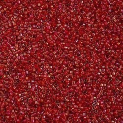 DELICA ROUND 11/0 (1,6mm), DB-295 Inside Color Lined Red AB DELICA ROUND 11/0 (1,6mm), DB-295 Inside Color Lined Red AB