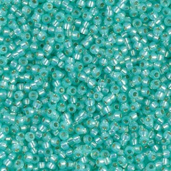 ROUND ROCAILLE 11/0 SEA GREEN SILVER LINE ALABASTER 571 ROUND ROCAILLE 11/0 SEA GREEN SILVER LINE ALABASTER 571
