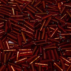 Bugles #2 - 6 x 1,7 mm Ruby Silver Lined 11 Bugles #2 - 6 x 1,7 mm Ruby Silver Lined 11