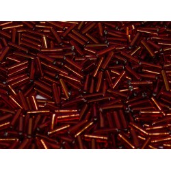 Bugles #2 - 6 x 1,7 mm Ruby Silver Lined 11 Bugles #2 - 6 x 1,7 mm Ruby Silver Lined 11