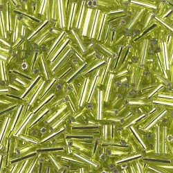 Bugles #2 - 6 x 1,7 mm Chartreuse Silver Lined 14 Bugles #2 - 6 x 1,7 mm Chartreuse Silver Lined 14