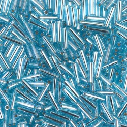 Bugles #2 - 6 x 1,7 mm  Aqua Silver Lined 18 Bugles #2 - 6 x 1,7 mm  Aqua Silver Lined 18