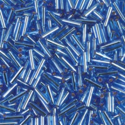 Bugles #2 - 6 x 1,7 mm Sapphire Silver Lined 19 Bugles #2 - 6 x 1,7 mm Sapphire Silver Lined 19