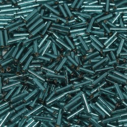 Bugles #2 - 6 x 1,7 mm Teal Silver Lined  2425 Bugles #2 - 6 x 1,7 mm Teal Silver Lined  2425