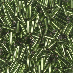 Bugles #2 - 6 x 1,7 mm Olive Silver Lined 26 Bugles #2 - 6 x 1,7 mm Olive Silver Lined 26